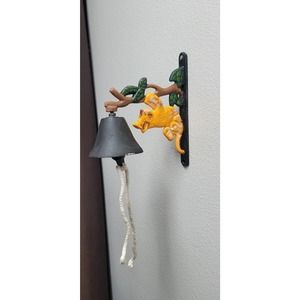 Cast Iron Painted Cat Door Bell w/Rope